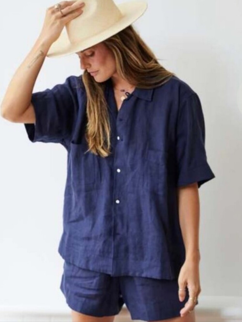 Mamene Vacation Shirt Navy Linen